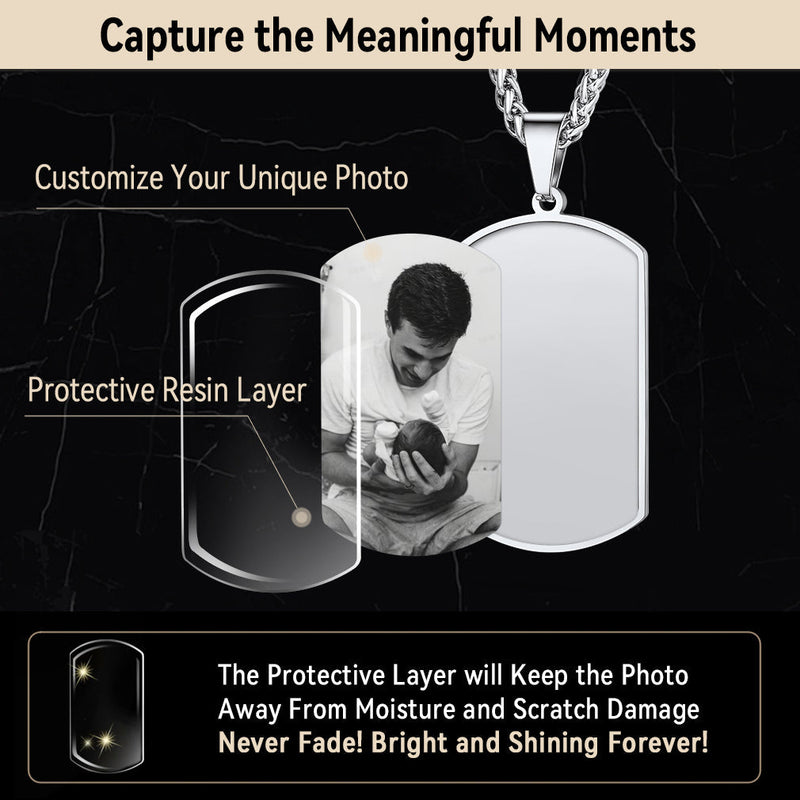 Customized Picture Dog Tag Necklace With Calendar Memorial Gift for