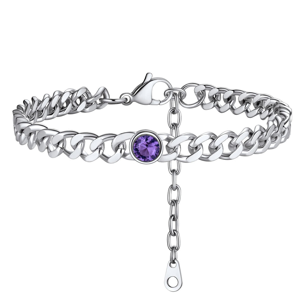 Personalized Birthstone Cuban Link Anklet for