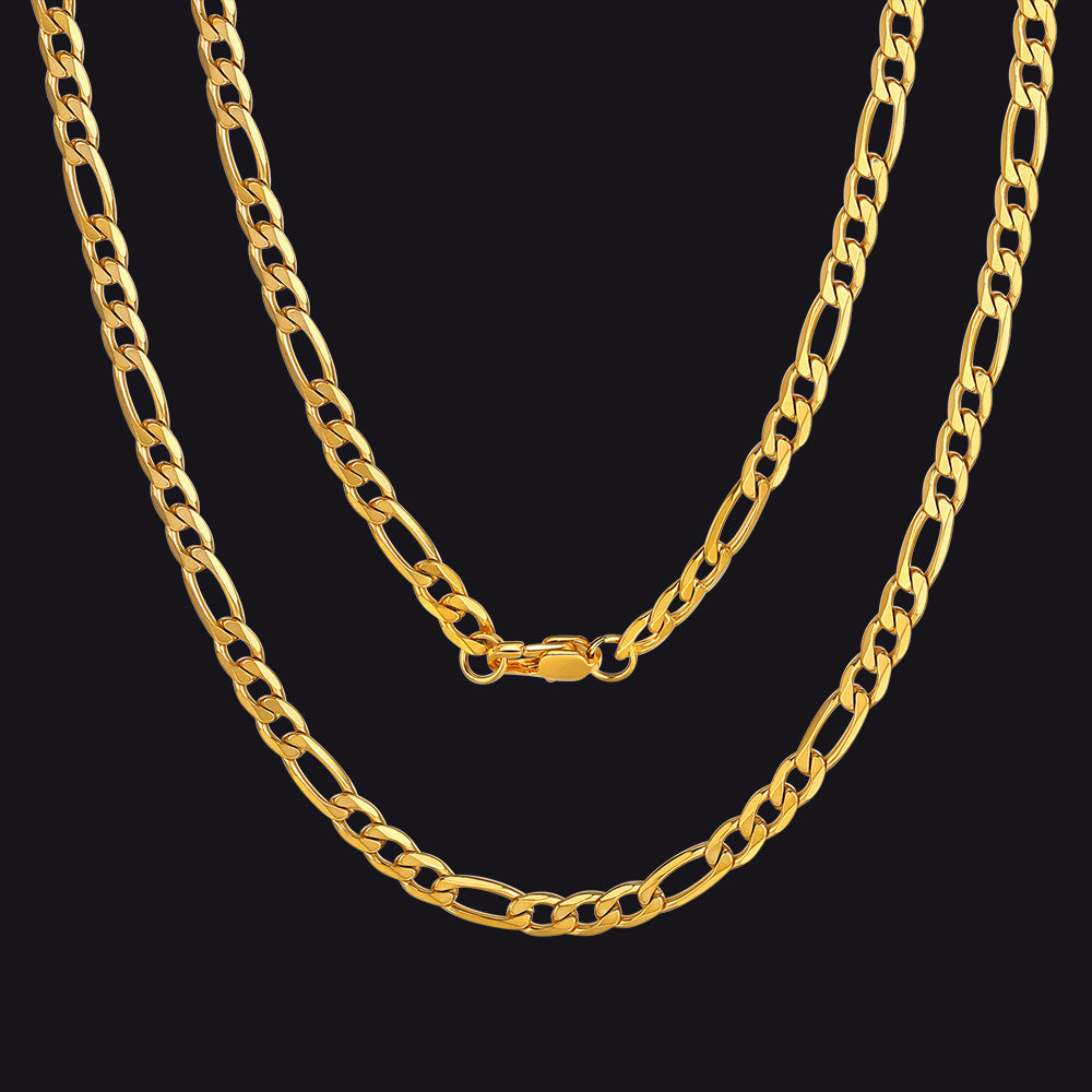 Figaro Link Chain Cuban Necklace for , 4/6/9/13 Mm Width