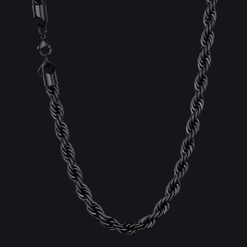 Twisted Rope Chain Stainless Steel Link Necklace for