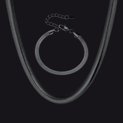 8mm Snake Link Chain & 5mm Bracelet Set for