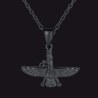 Stainless Steel Faravahar Ahura Mazda Pendant Necklace for