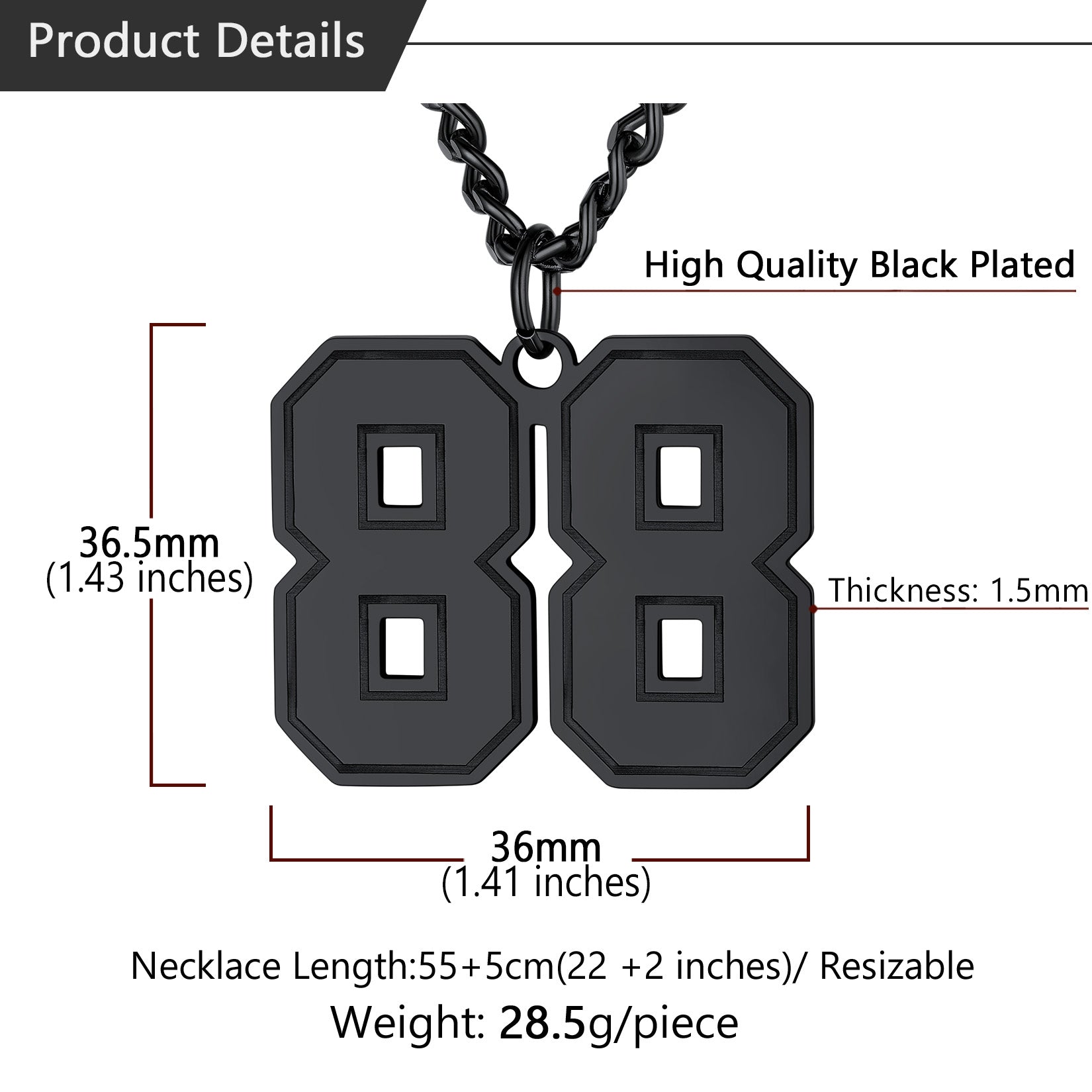 Personalized Sports Jersey Number Chain Necklace for Sport Fans