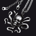 Gothic Octopus Skull Necklace for