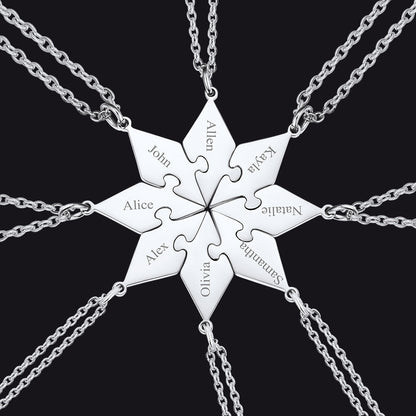 Custom Puzzle Piece Matching Necklaces Set for Bff Family