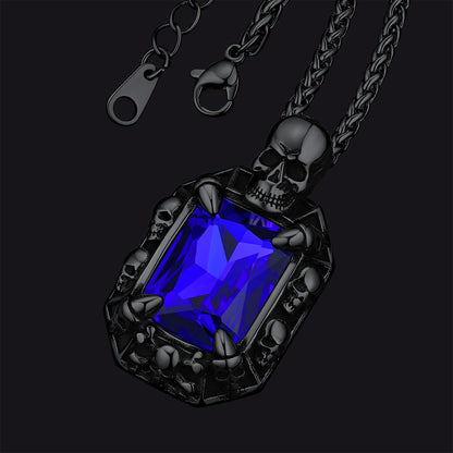 Gothic Skull Dragon Claw Crystal Necklace for