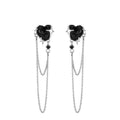 Gothic Heart Tassel Zircon Copper Stud Earrings