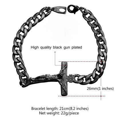 Christian Cross Cuban Chain Bracelet Gift for My Son Grandson