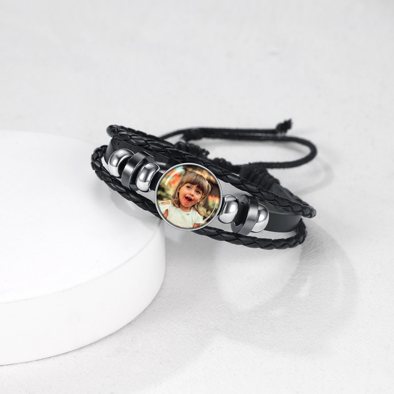 Personalized Picture Wrap Leather Bracelet Cuff Gift for