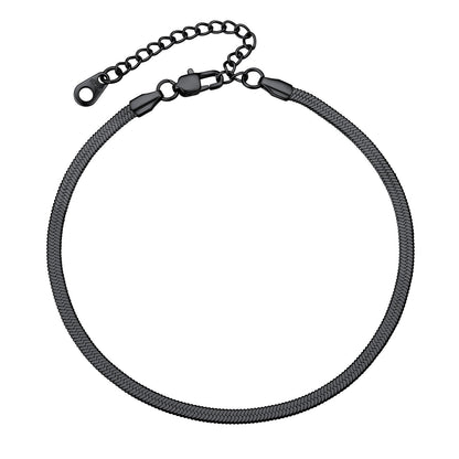 Stainless Steel Flat Snake Chain Anklet Bracelet for