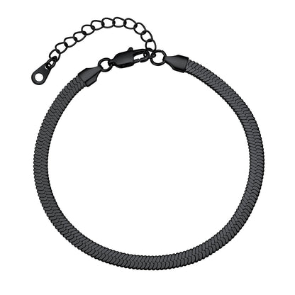 Stainless Steel Flat Snake Chain Anklet Bracelet for