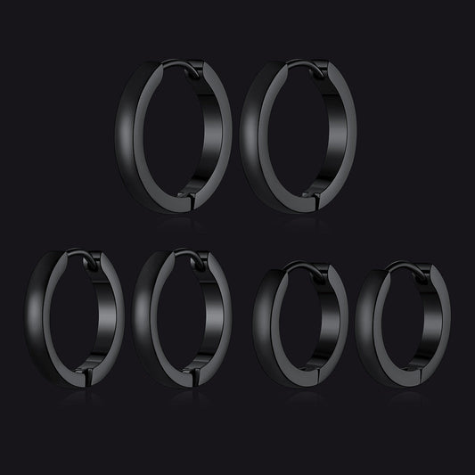 Classic Stainless Steel Huggie Hoop Earrings Set for 3 Piece
