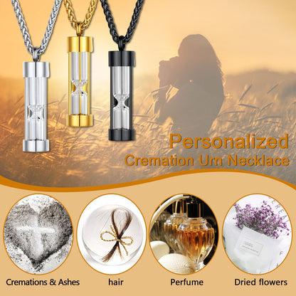 Hourglass Urn Necklace for Ashes Cremation Keepsakes for