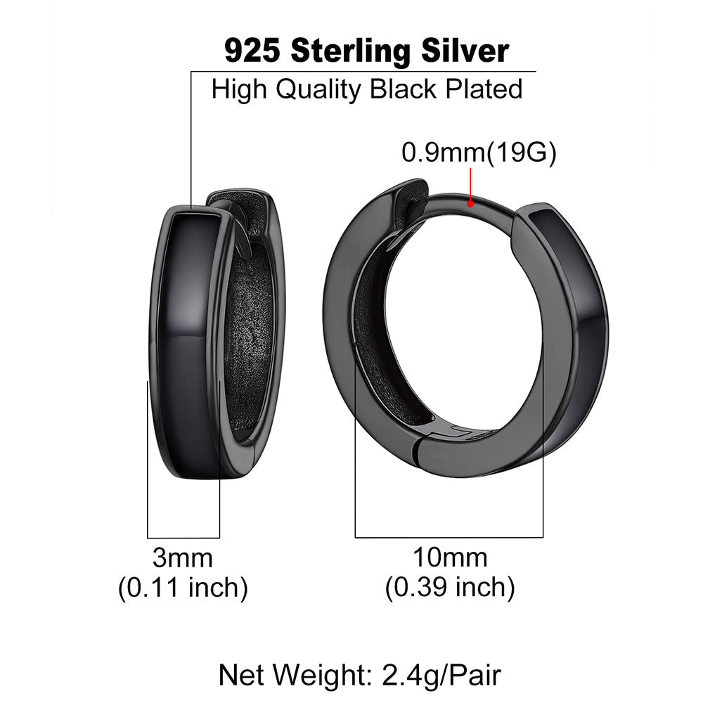 Huggie Hoop Earrings for & ��� 925 Sterling Silver, 10mm