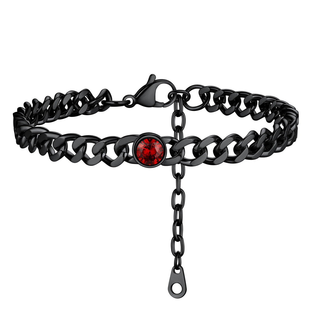 Personalized Birthstone Cuban Link Anklet for