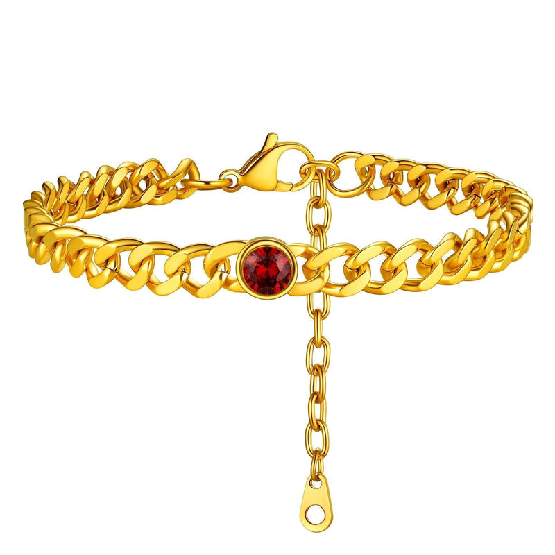 Personalized Birthstone Cuban Link Anklet for