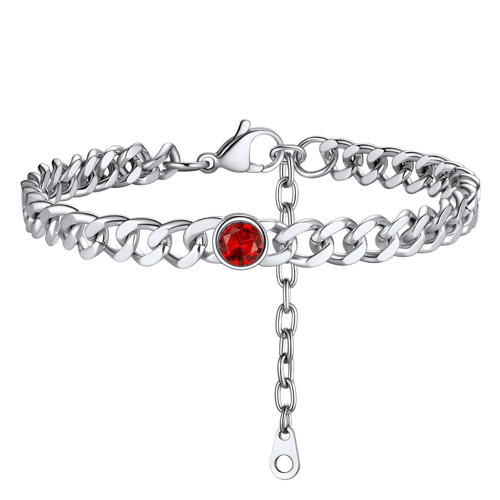 Personalized Birthstone Cuban Link Anklet for