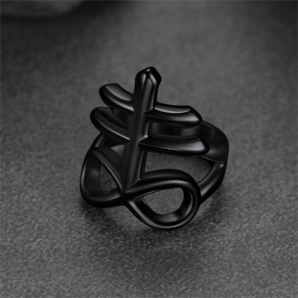 Satanic Leviathan Cross Stainless Steel Ring for