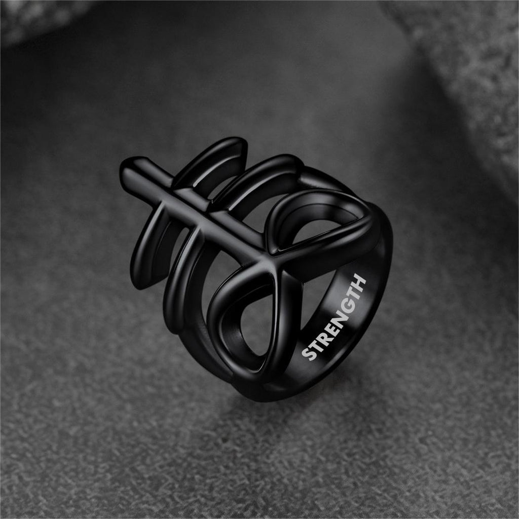 Satanic Leviathan Cross Stainless Steel Ring for