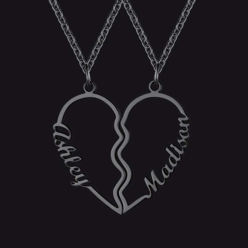 Custom Name Matching Heart Couple Necklaces Gift for Couple Mom Daughter