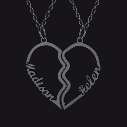 Custom Name Matching Heart Couple Necklaces Gift for Couple Mom Daughter
