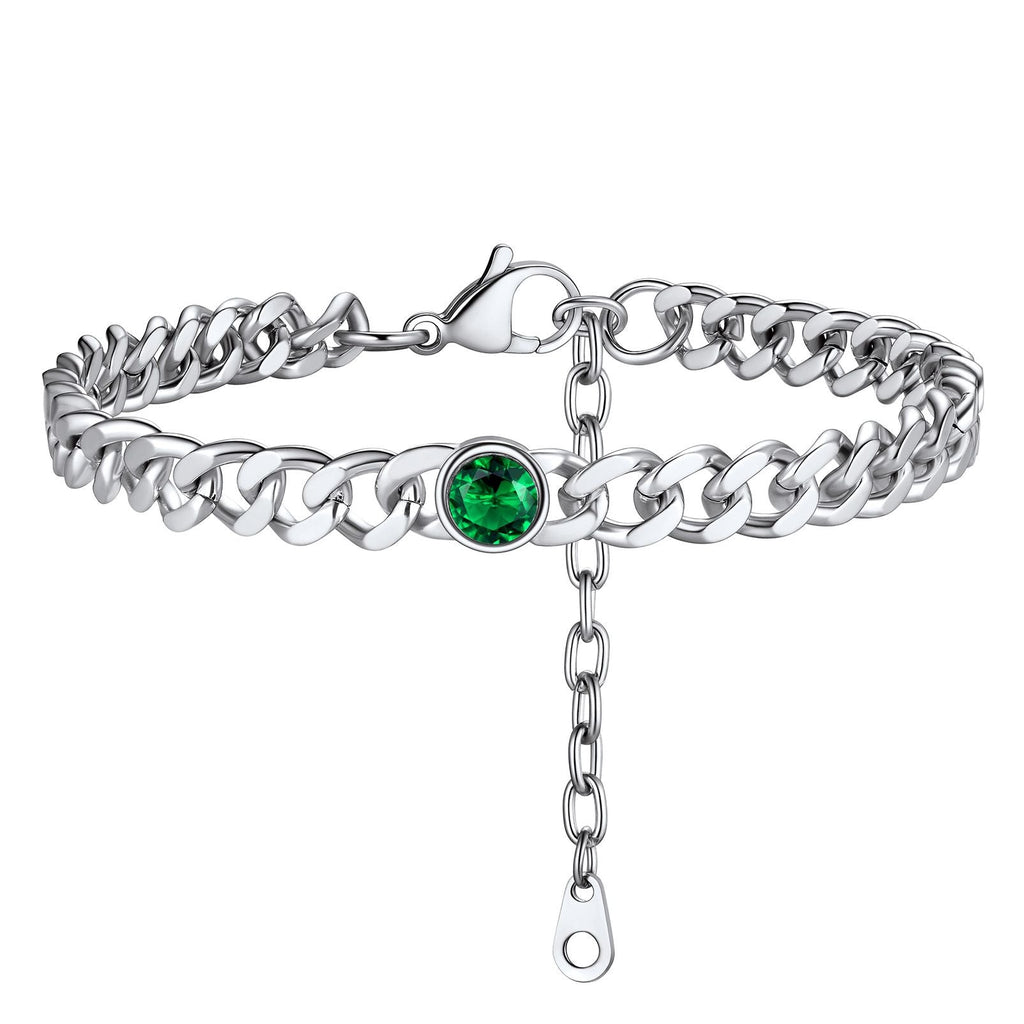 Personalized Birthstone Cuban Link Anklet for
