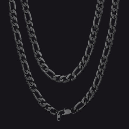 Figaro Curb Chain Link Necklace, 6/7.5/10 Mm Width