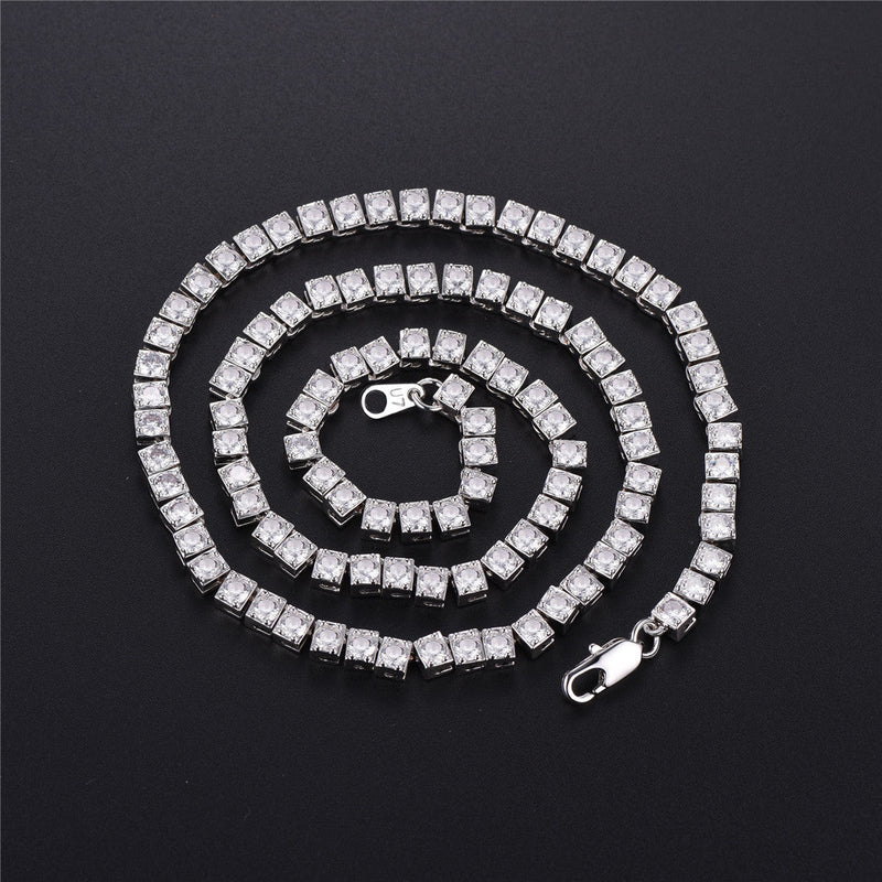 4mm Princess Cut Tennis Chain Necklace Cz Stones for