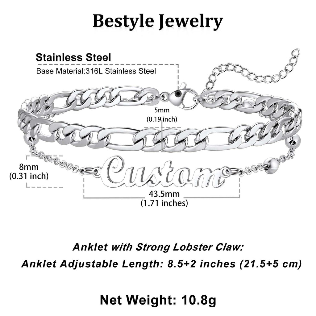 Personalised Name Figaro Chain Layered Anklet for