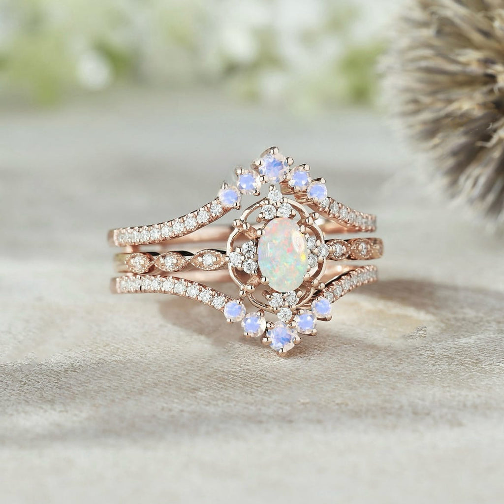Mystic Harmony Opal Ring Set