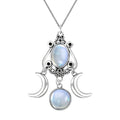 Opaline Trinity Moon Goddess Necklace
