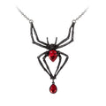 Black Widow Red Crystal Spider Necklace by Alchemy Gothic