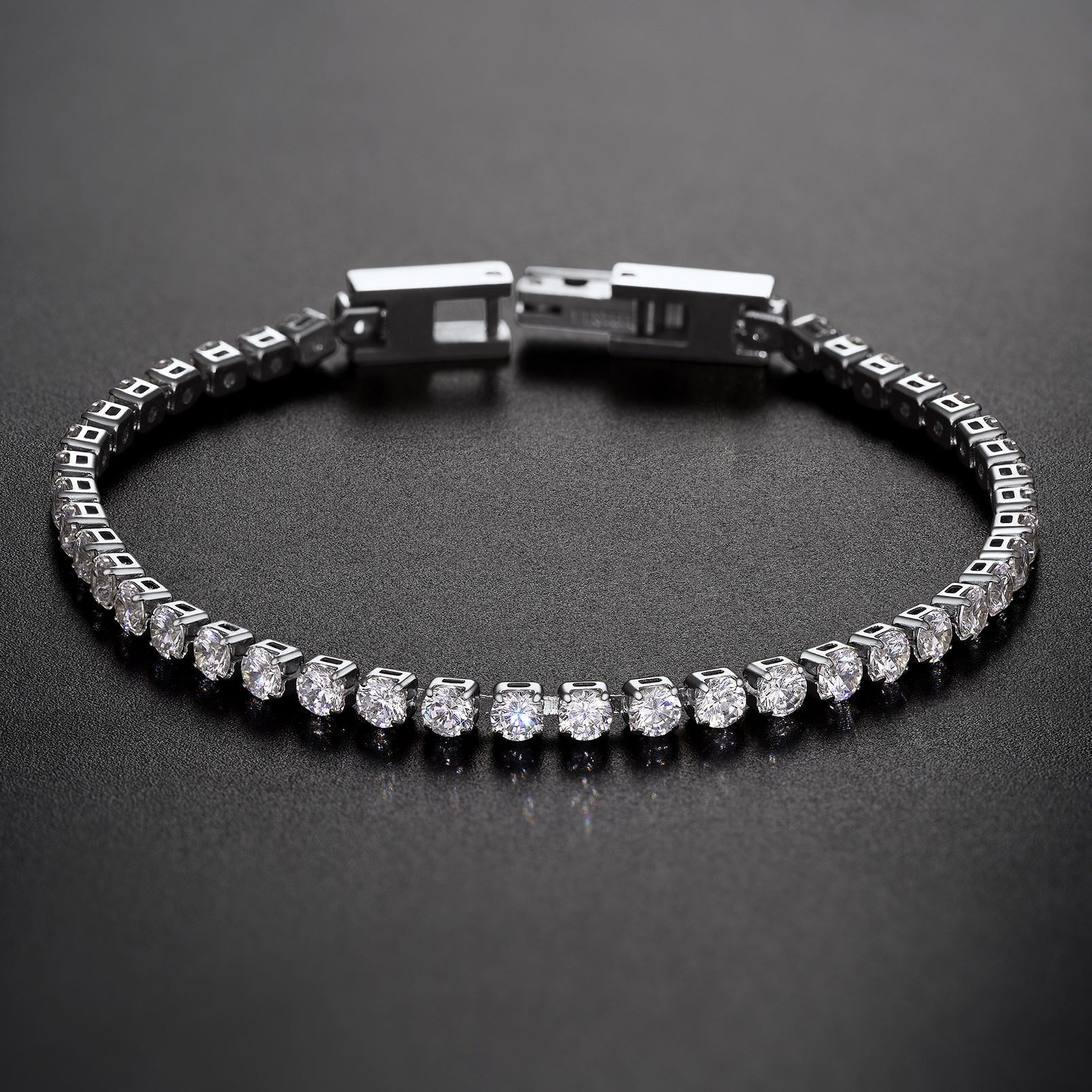 Cz Diamond Cut Tennis Chain Bracelet for , 3/5mm Width