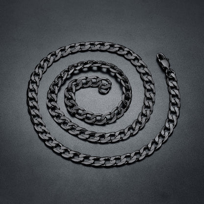 Cuban Curb Chain & Skull Layered Necklaces Set for