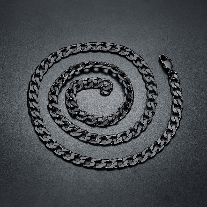 Cuban Chain & Italian Horn Layered Necklaces Set for