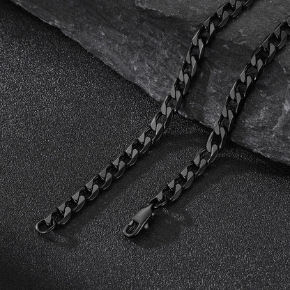 Cuban Chain & Joshua 1:9 Dog Tag Necklace Set for