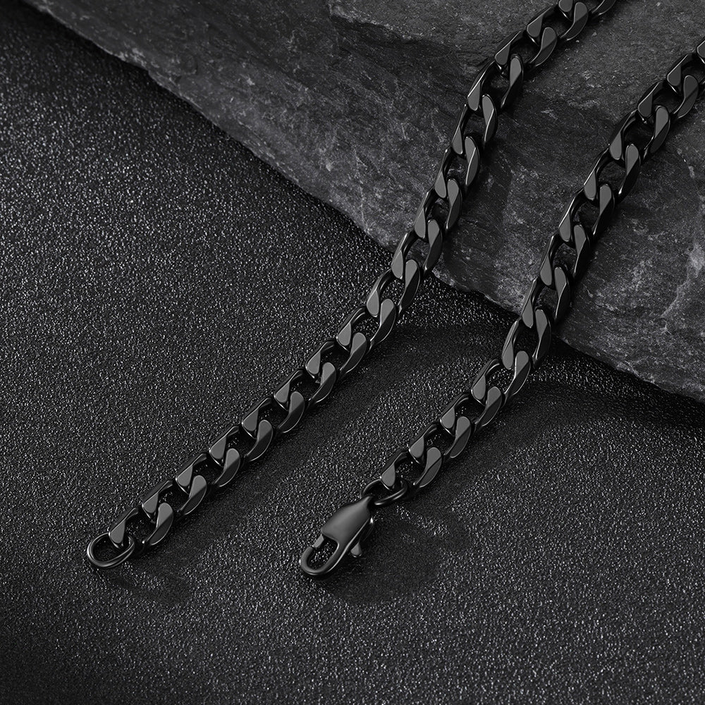 Cuban Chain & Viking Runes Bar Layered Necklaces Set for