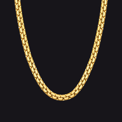 Flat Box Link Chain Stainless Steel Necklace for