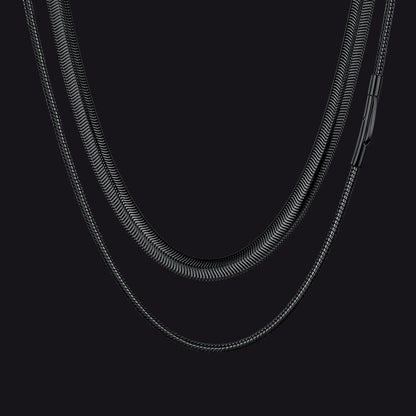 2mm Thin & 8mm Bold Snake Chain Set for