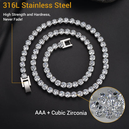 Cz Diamond Cut Tennis Chain Necklace for