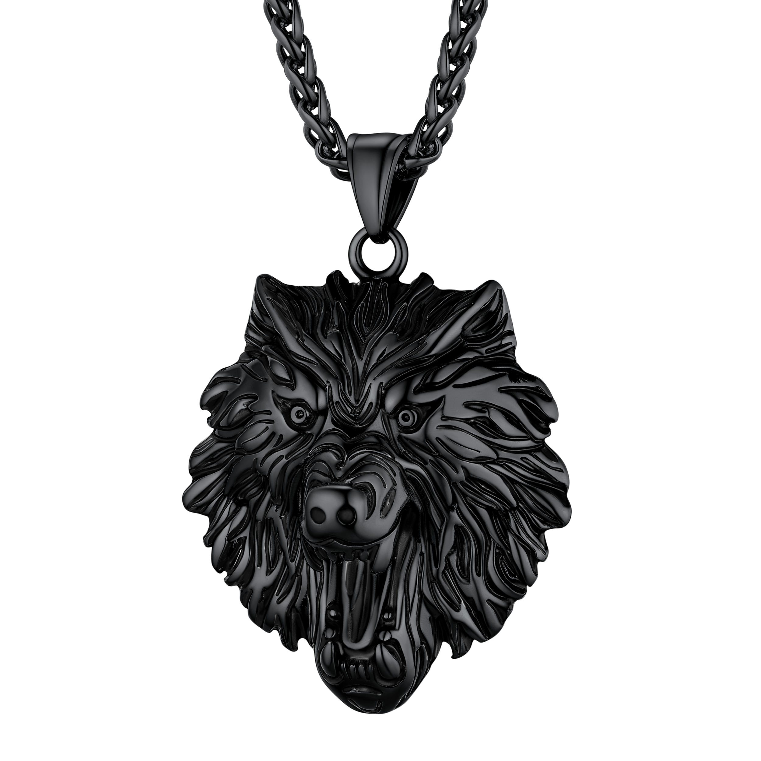 Flash Stainless Steel Fierce Wolf Head Necklace for Man