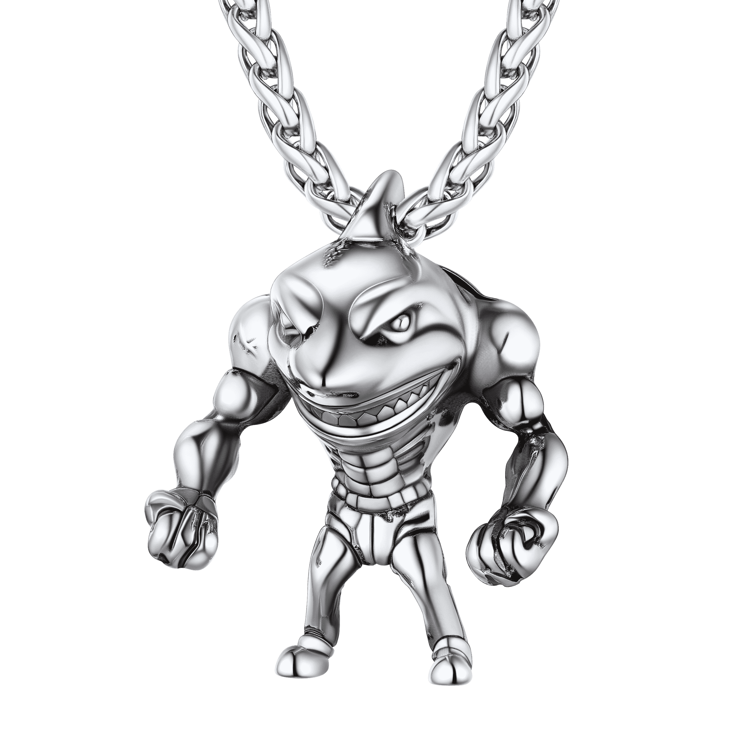 Punk Masculine Shark Necklace in Stainless Steel
