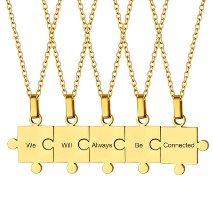 Custom Puzzle Piece Matching Pendant Necklaces Set for Family Best Friends