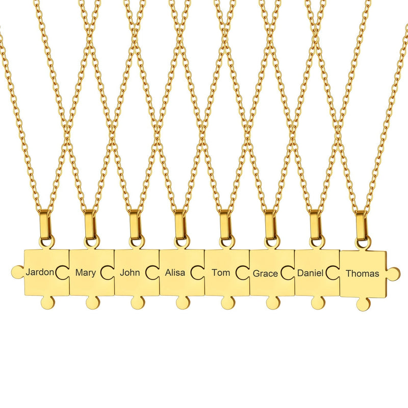 Custom Puzzle Piece Matching Pendant Necklaces Set for Family Best Friends