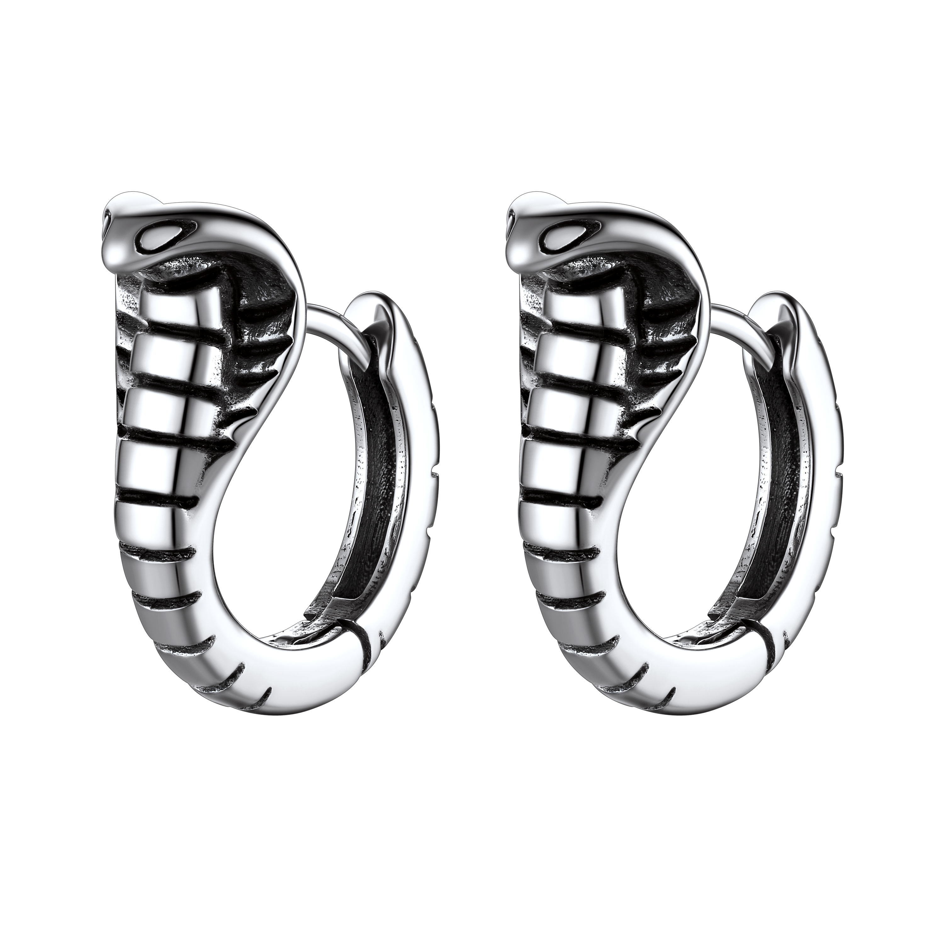Gothic Punk Snake Hoop Earrings for