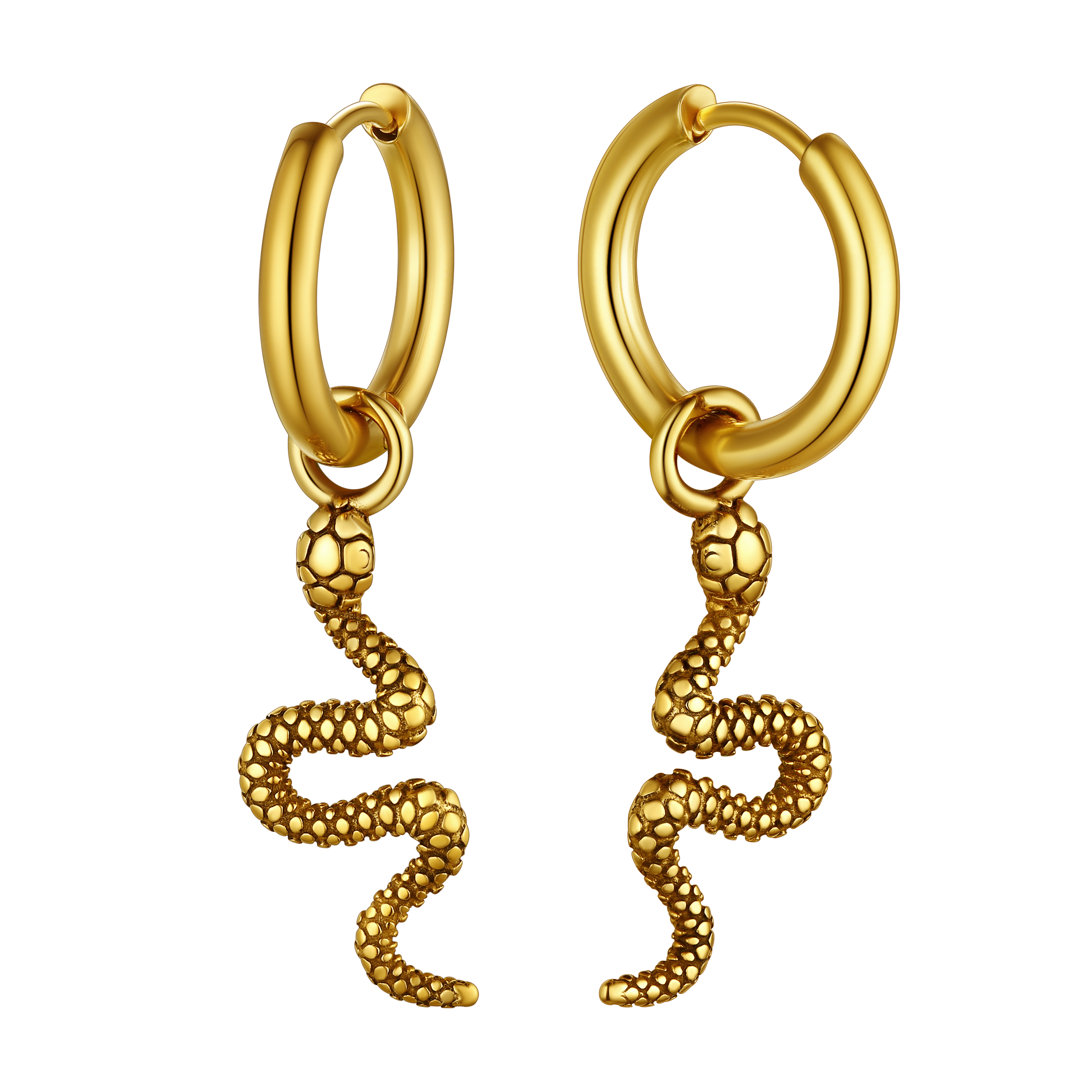 Punk Crawl Snake Drop Hoop Earrings for