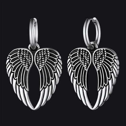 Flash Punk Angel Wing Hoop Dangle Earrings for