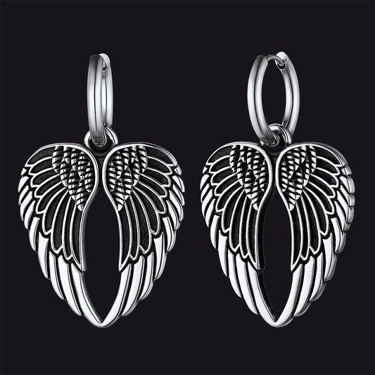 Flash Punk Angel Wing Hoop Dangle Earrings for