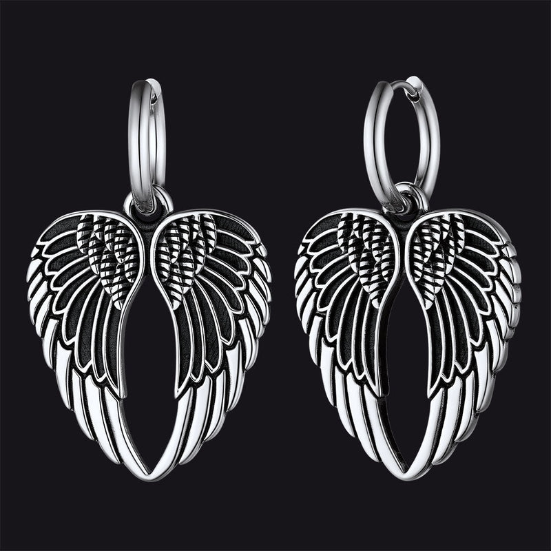 Flash Punk Angel Wing Hoop Dangle Earrings for