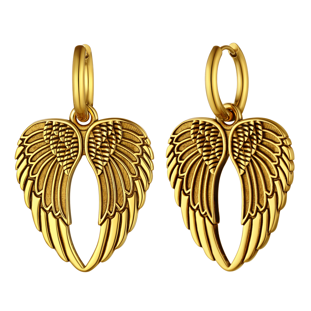 Flash Punk Angel Wing Hoop Dangle Earrings for